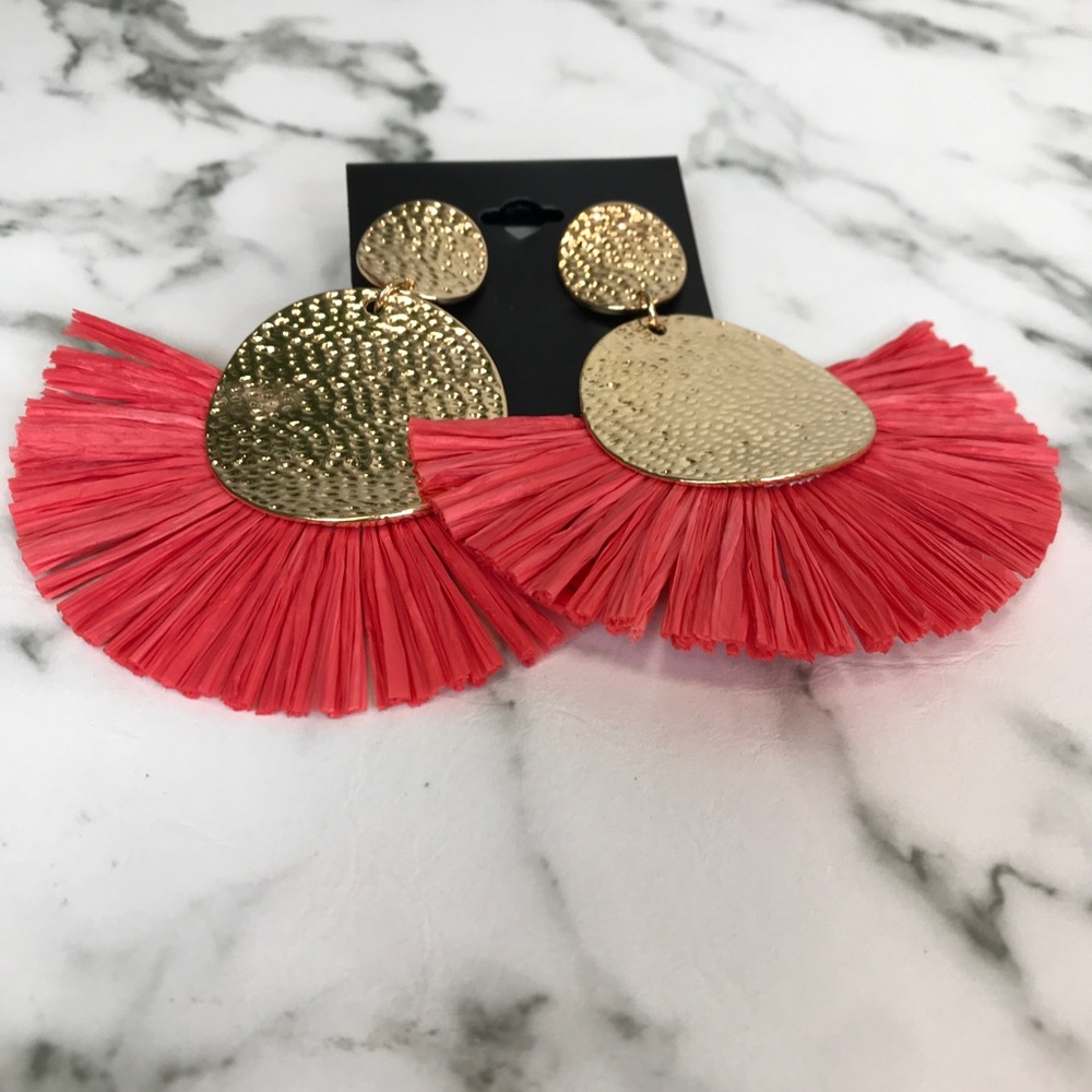‼️ Paper Fan Style Earrings Boho Chic Fashion Ear - Picture 2 of 8